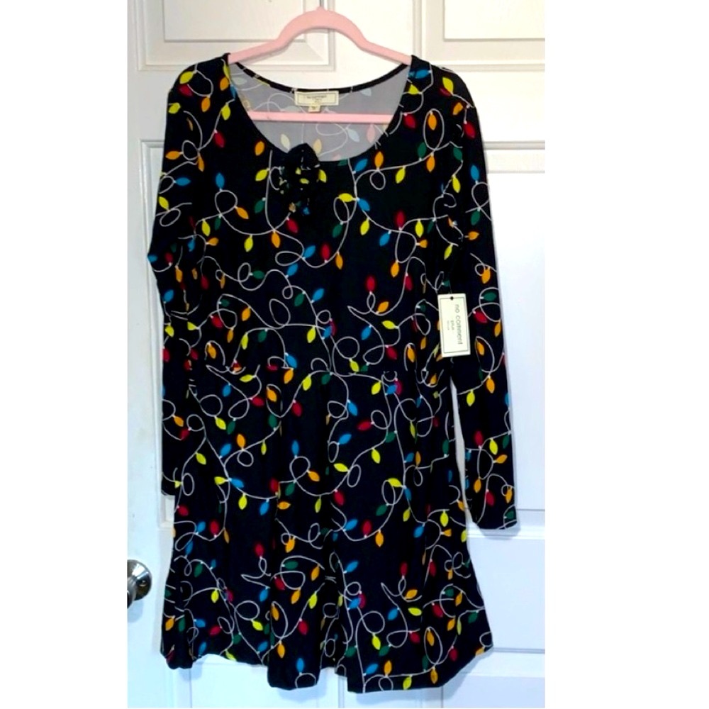 🎅 Holiday Party Fun Festive Dress Christmas Lights Dress w Scrunchie NWT 1X
